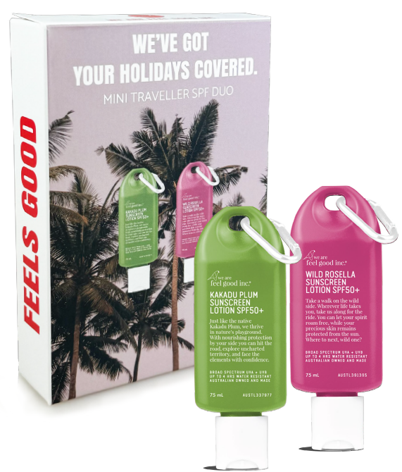 Meet your new favourite travel buddy! Our SPF50+ Sunscreen range is now available in a 75mL
travel size. The same high-quality sunscreen – made to go wherever you go.
Play in the sunshine with the reassurance of protection by your side. Lightweight with a
convenient carabiner clip, our little Travellers are the perfect companion for on-the-go
adventures.