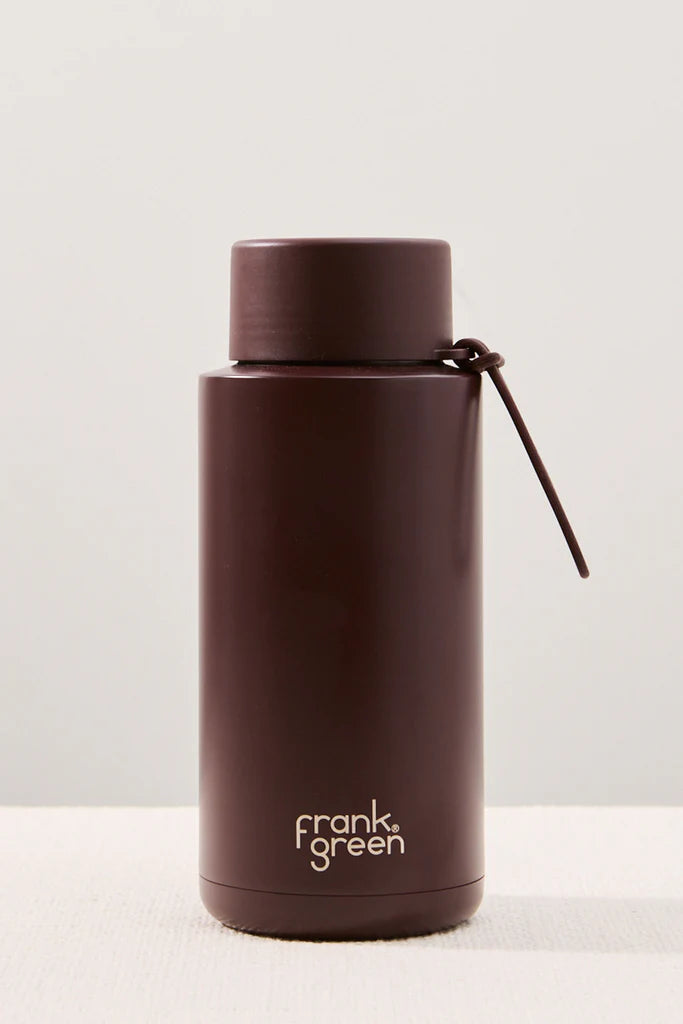 Ceramic Reusable 1 ltr Bottle with Straw - Chocolate