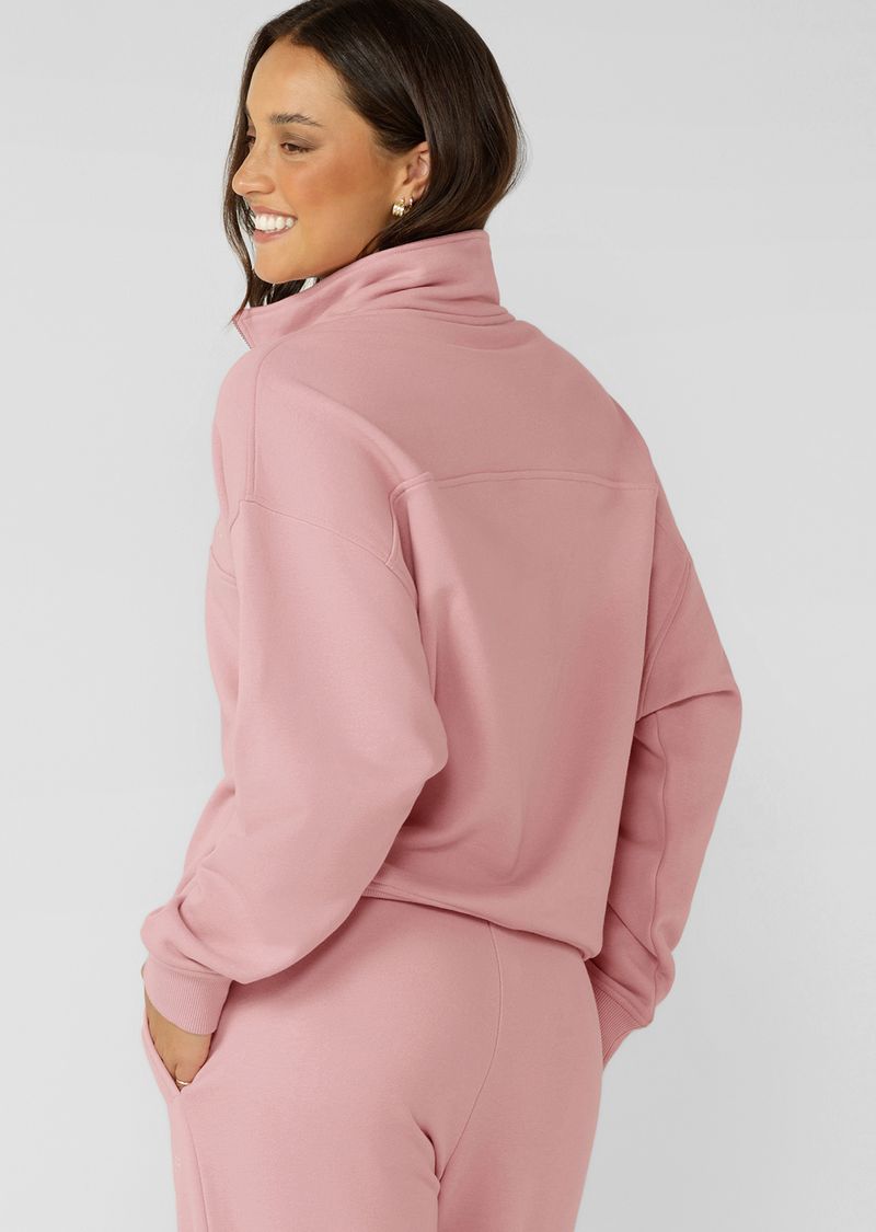 Streamline Quarter Zip Sweat - Dusty Rose