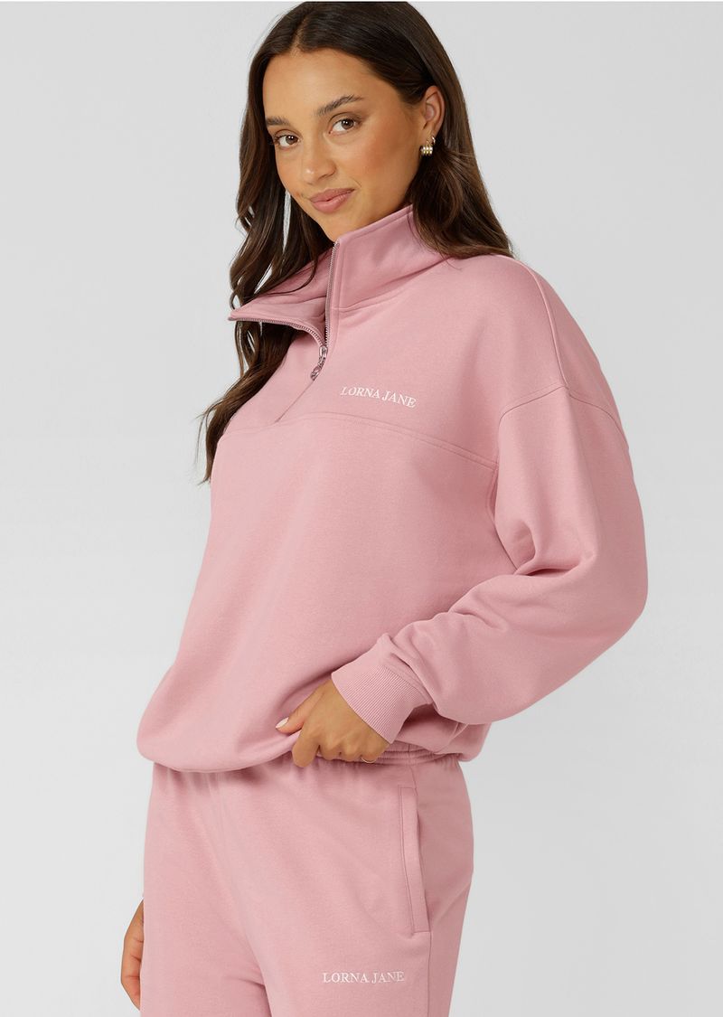 Streamline Quarter Zip Sweat - Dusty Rose
