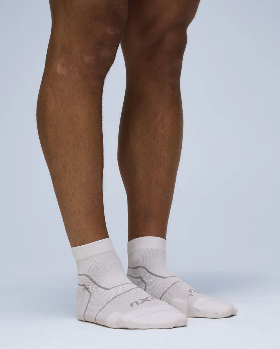 Vectr Netball Cushion 1/4 Crew Socks - White/Grey
