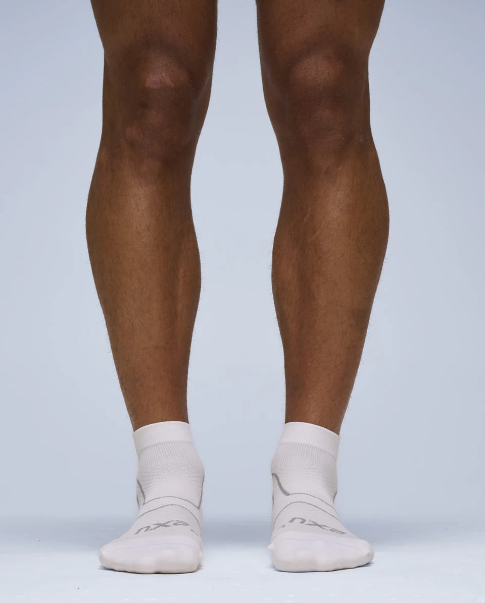 Vectr Netball Cushion 1/4 Crew Socks - White/Grey