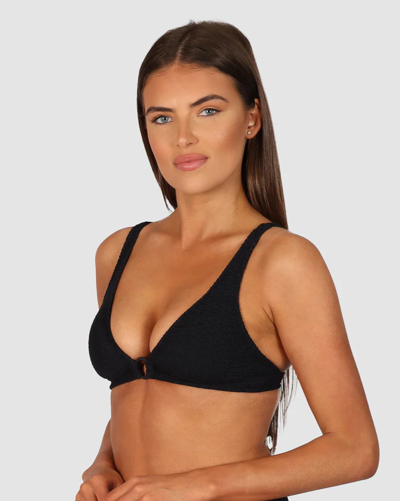 Ibiza Ring Front Bra Bikini Top - Black
