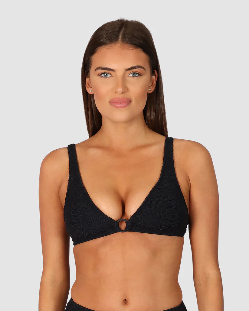 Ibiza Ring Front Bra Bikini Top - Black