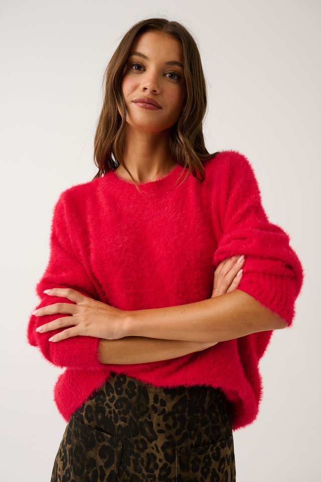 Premium soft knitwear
Relaxed fit, round neck sweater with dropped shoulders
Ribbed neckline, sleeve cuffs and hemline
100% soft touch, fluffy finish nylon knit