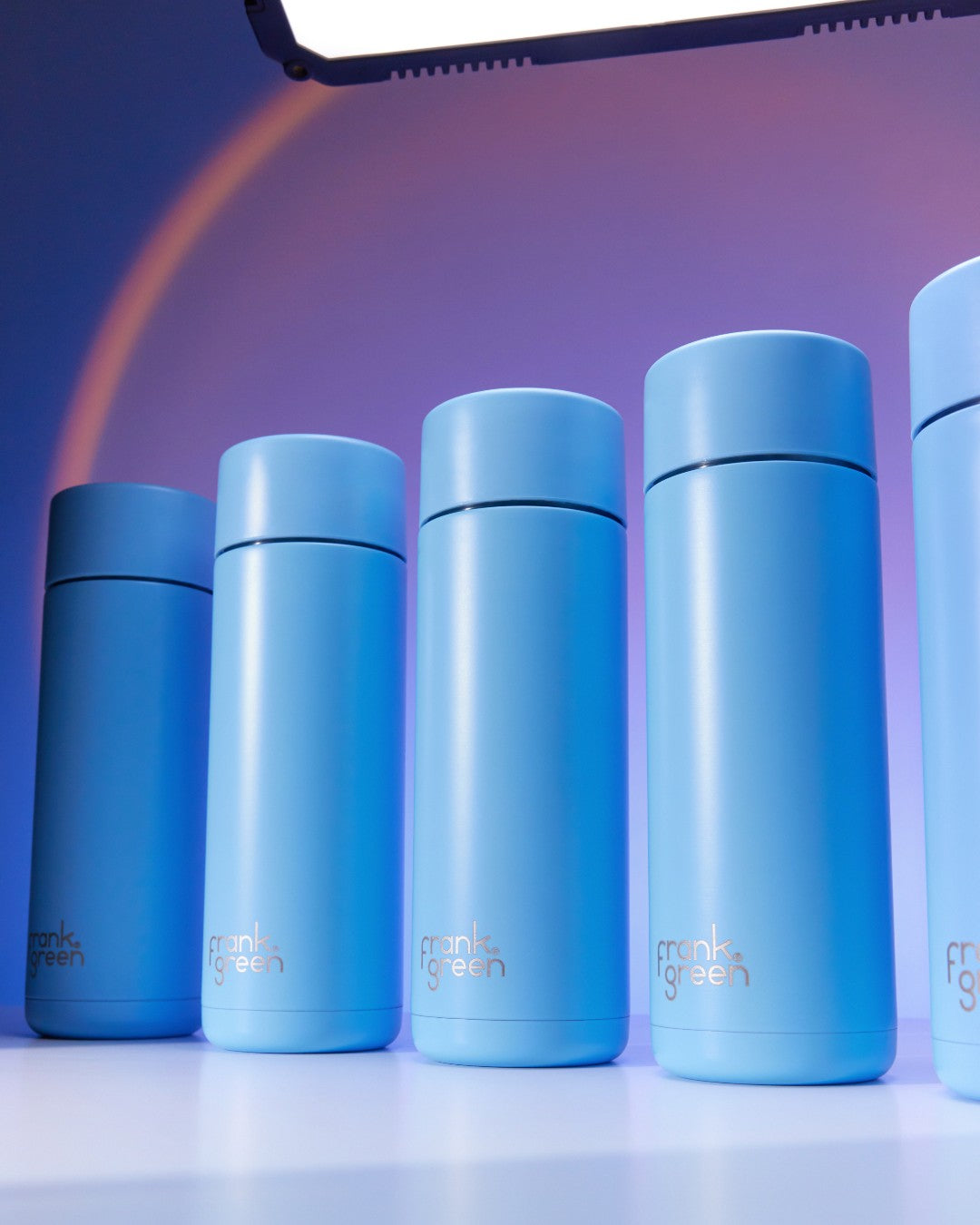 Frank Green Stainless Steel Ceramic Reusable Bottle - 595ml - Sky Blue - Straw Lid