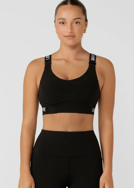 Lorna Jane Sports Bra Women Small Black Removable Padding Racerback Zip Up