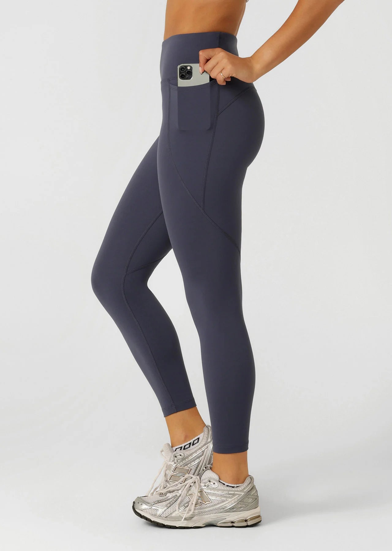 Amy Phone Pocket Ankle Biter Tech Leggings - Ash Blue