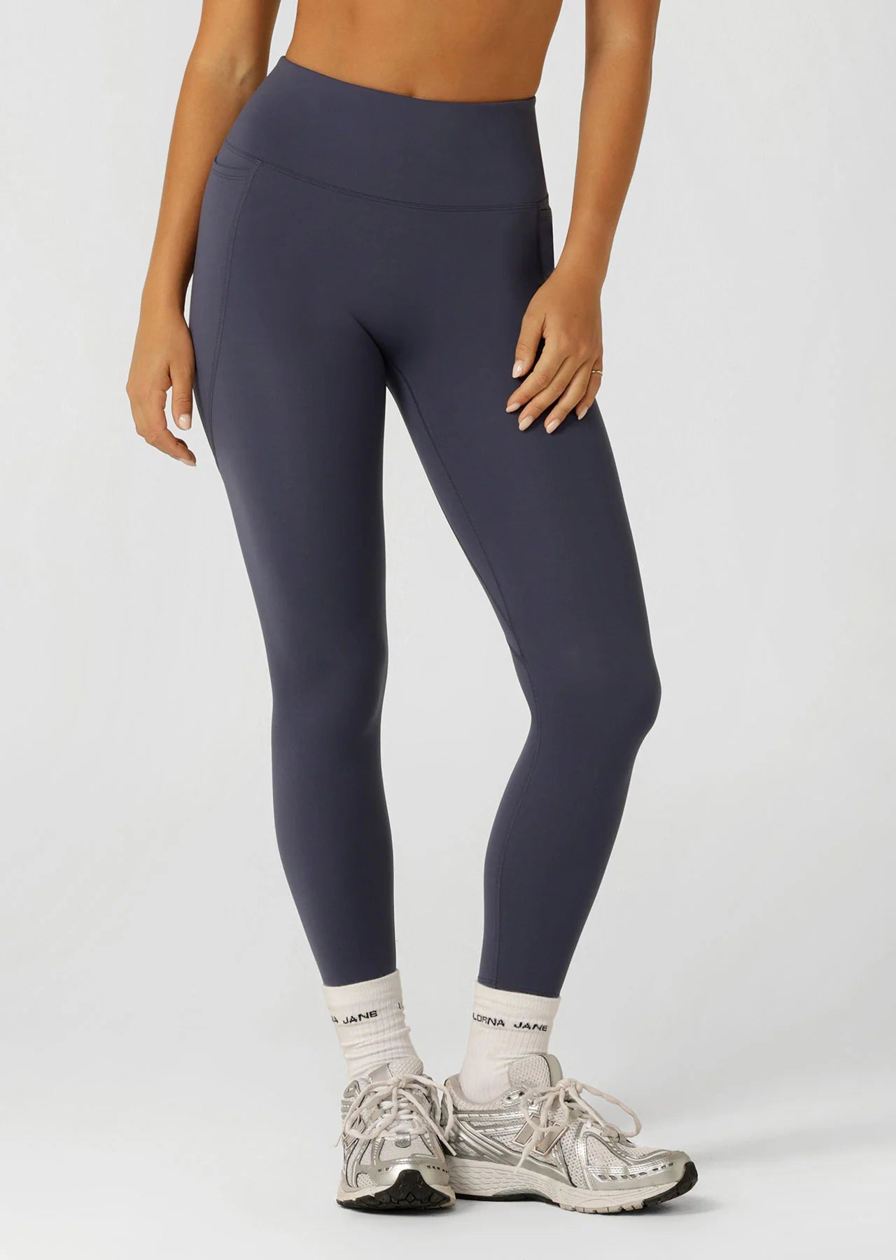 Amy Phone Pocket Ankle Biter Tech Leggings - Ash Blue