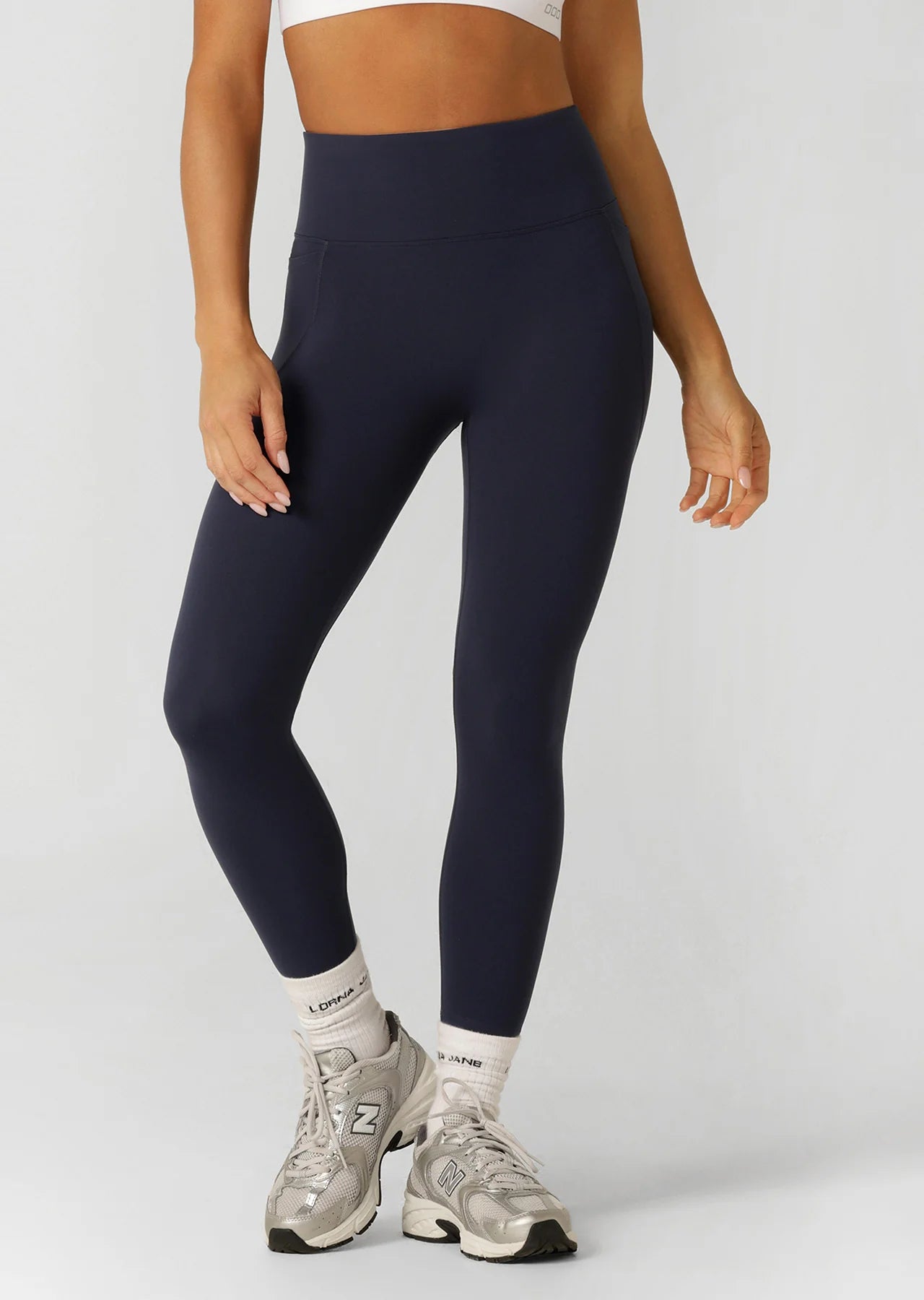 Amy No Ride Phone Pocket Ankle Biter Leggings - Dark Platinum Navy