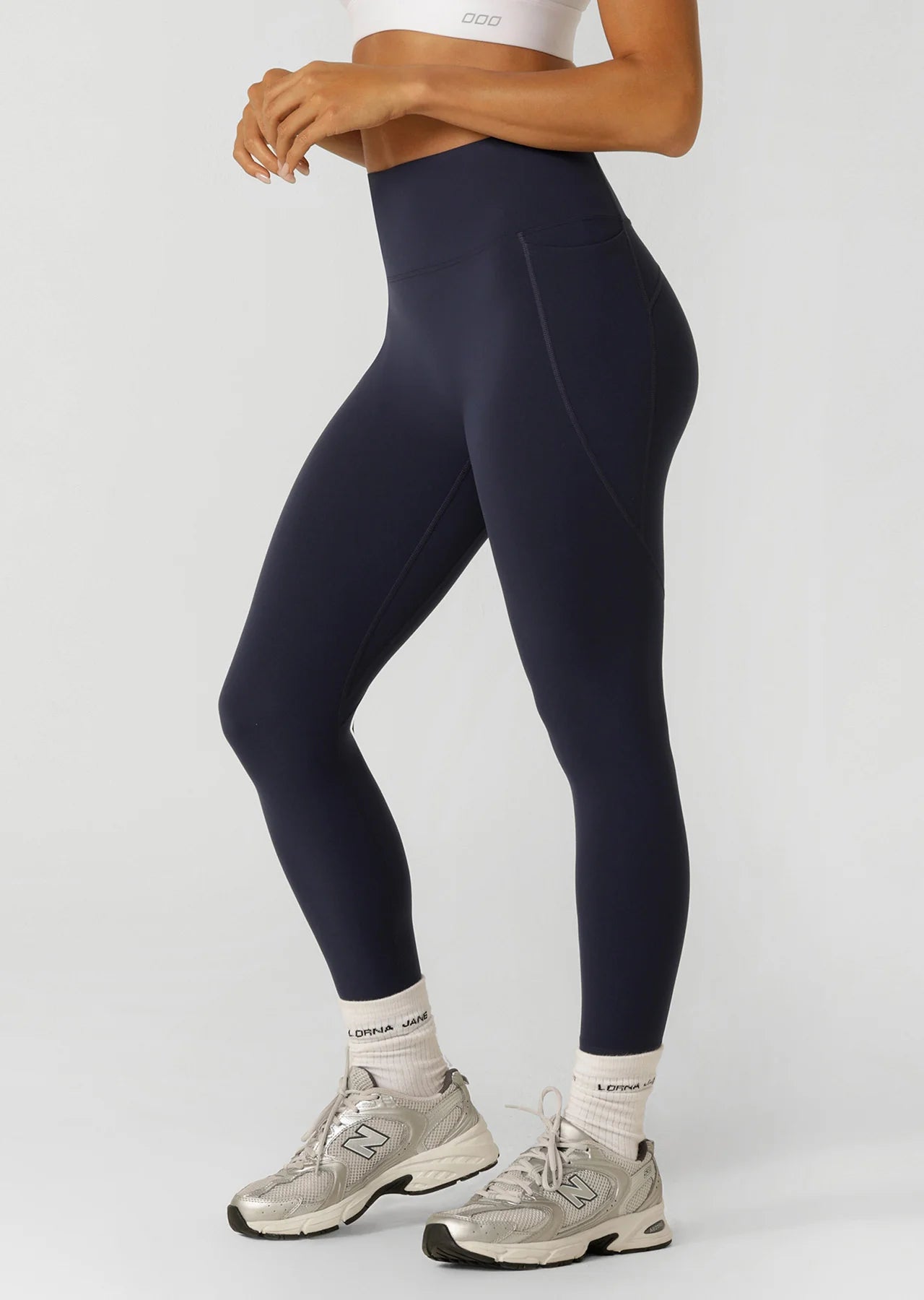 Amy No Ride Phone Pocket Ankle Biter Leggings - Dark Platinum Navy