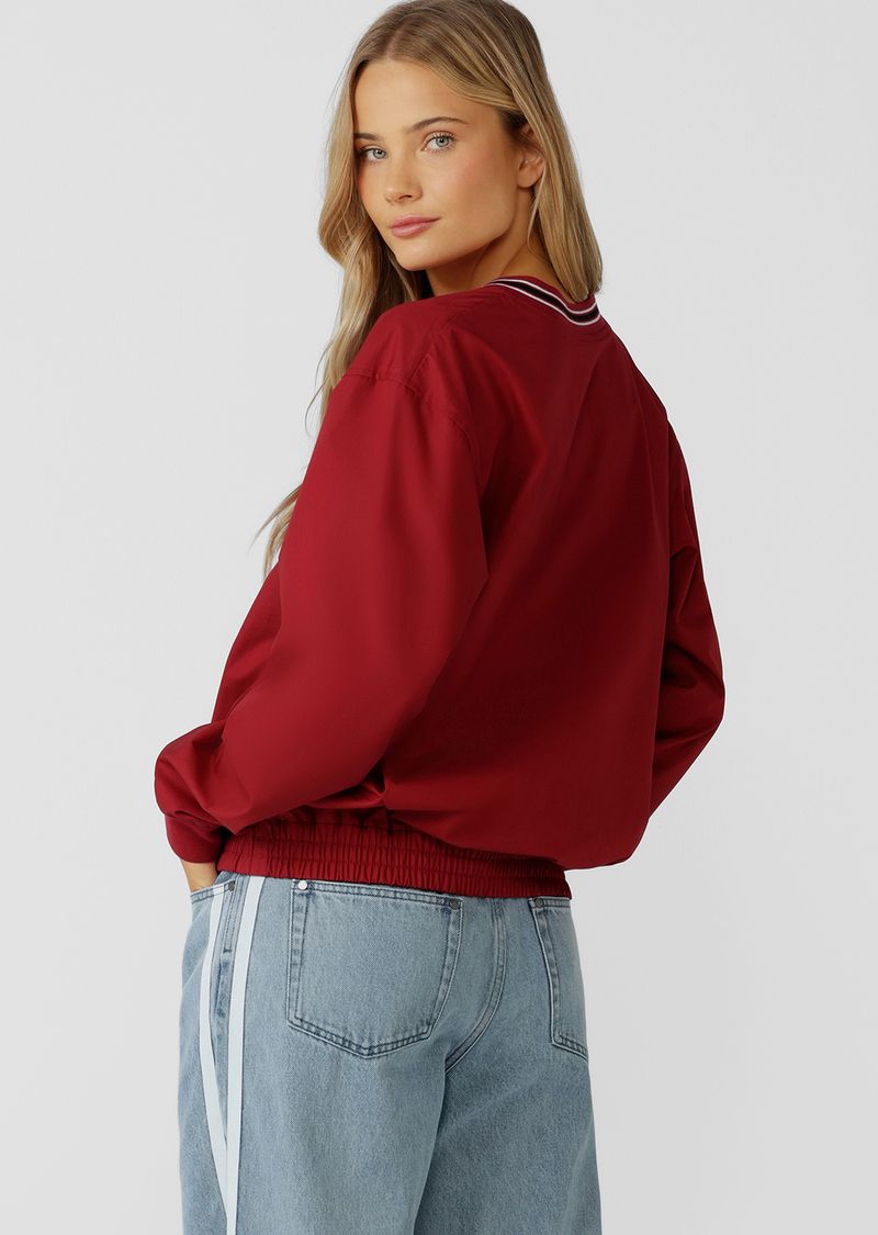 Home Run V Neck Popover - Dark Ruby