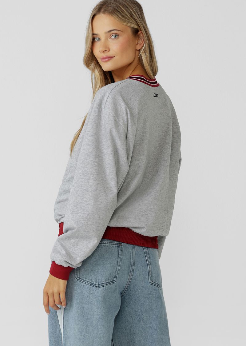 Home Run V Neck Popover - Dark Ruby