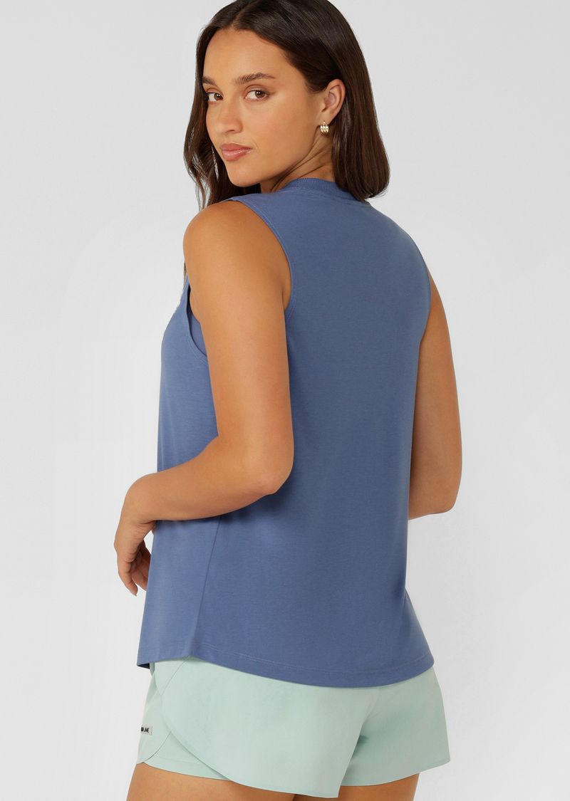 Lotus Muscle Tank - Misty Blue
