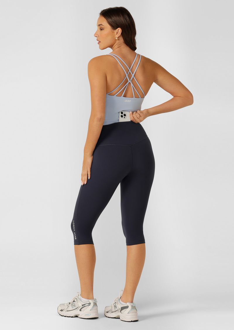Lotus No Chafe Phone Pocket 3/4 Leggings - Platinum Navy