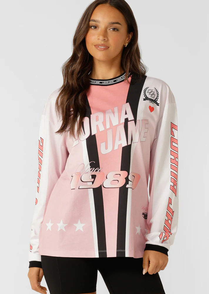 Make a statement with the Moto Club Long Sleeve T-shirt. Designed with a motocross jersey inspired relaxed fit silhouette and limited edition logo print design, this long sleeve cotton t-shirt is the perfect piece to elevate your athleisure look.