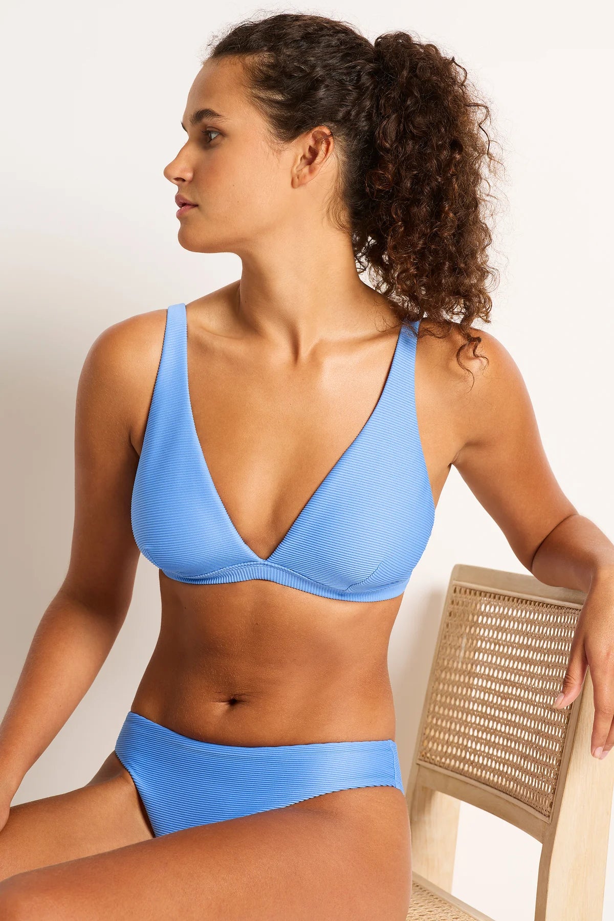 M&L Rib Up to a DD Longline Tri - Riviera Blue