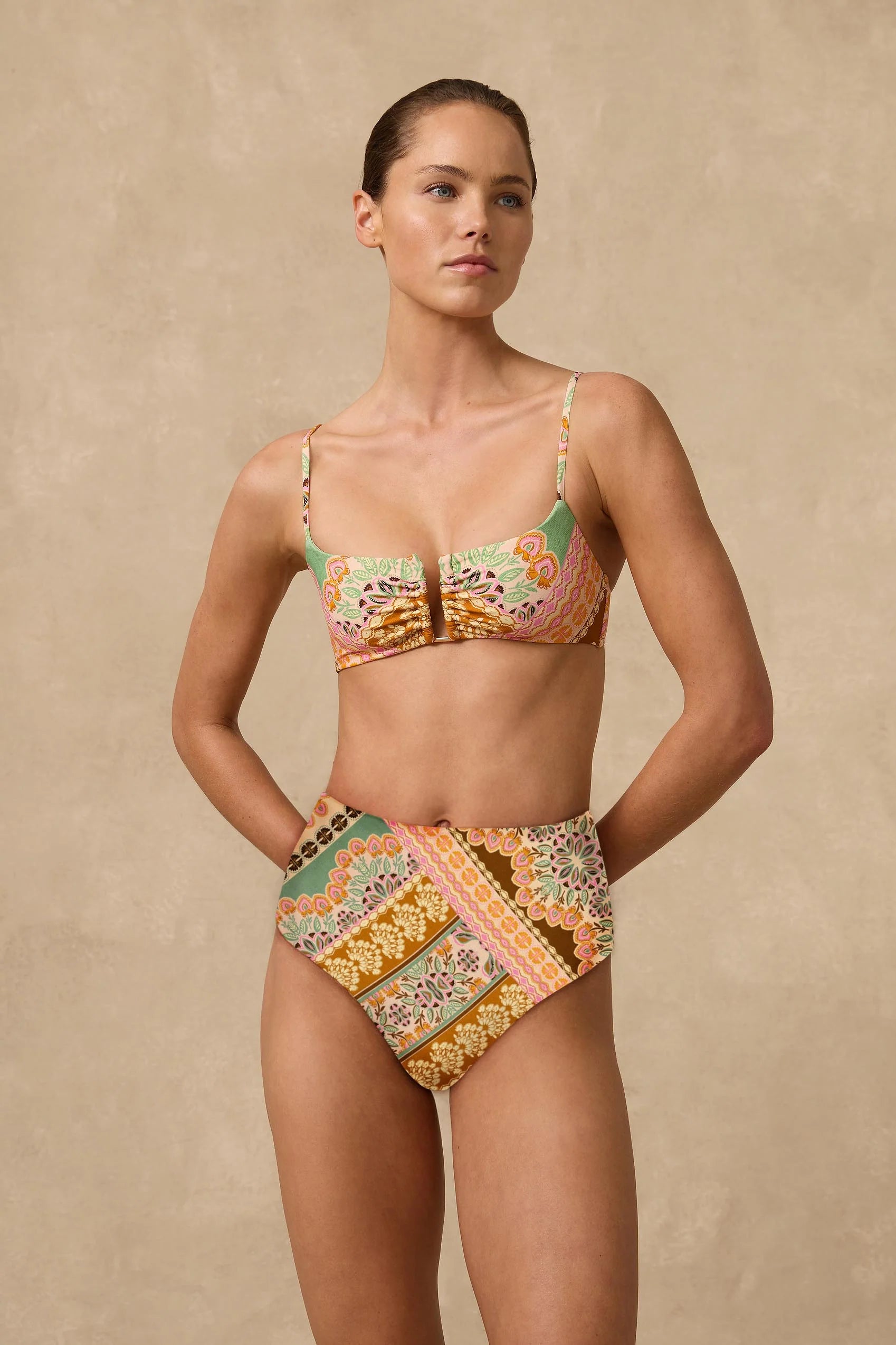 The Selma High Waist Pant sits at the waist and has a flattering lower leg height with good bottom coverage.