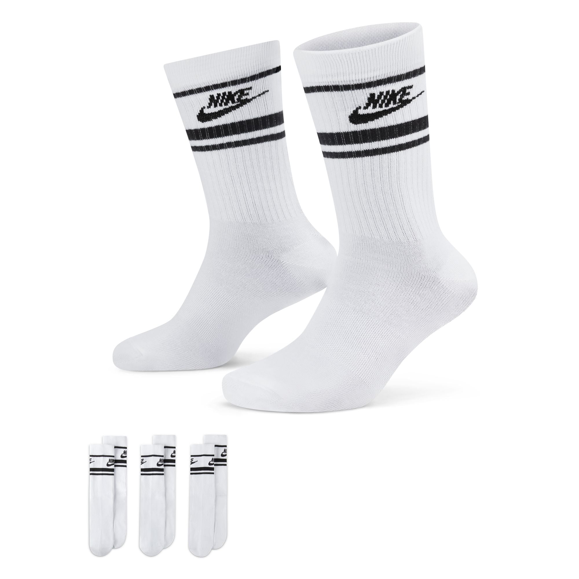 Nike Sportswear Dri-FIT Everyday Essential Crew Socks (3 Pairs) - White (medium)