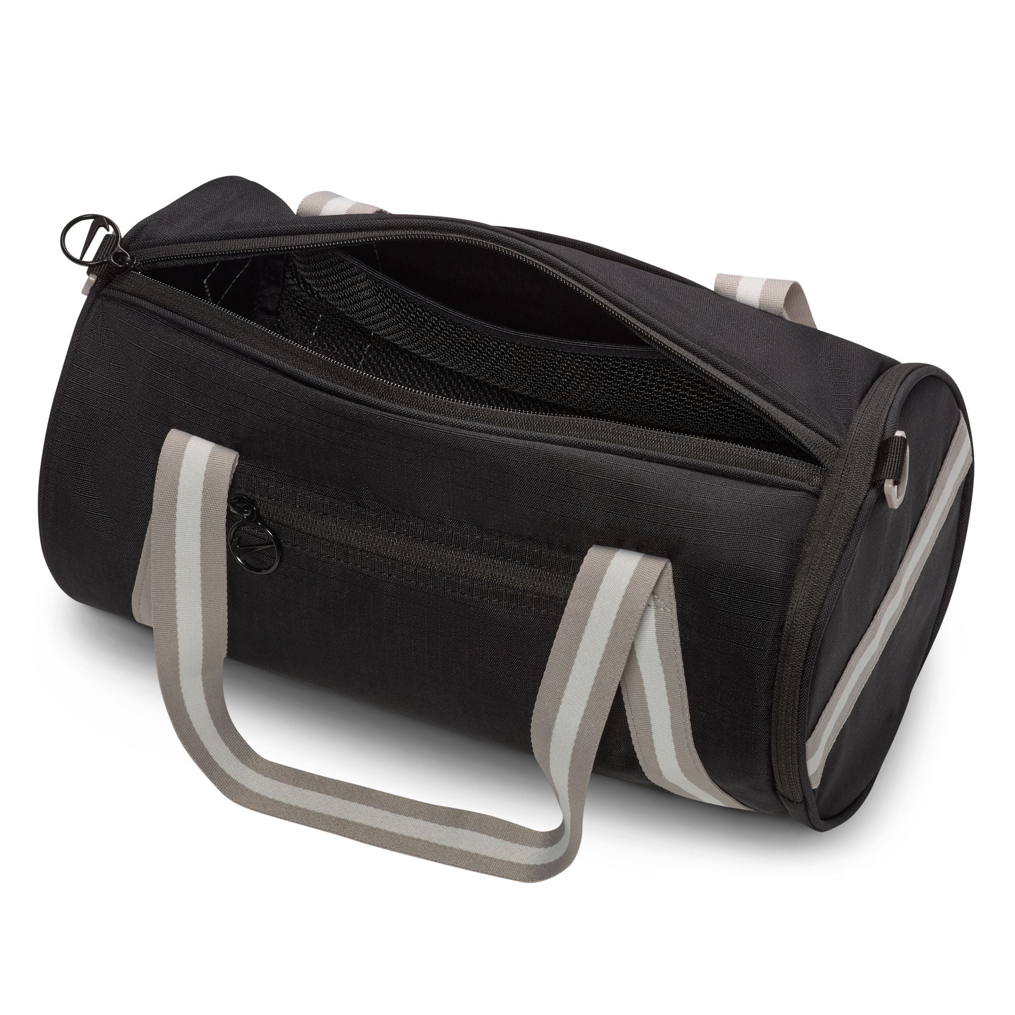 Throw it back in style at the gym or hanging out with friends with this retro-themed duffel bag. It features a large compartment for storing your daily stuff as well as a smaller front pocket for all your easy-to-grab necessities. This bag also has optional grab-and-go handles, or you can use the adjustable clip-on shoulder strap.