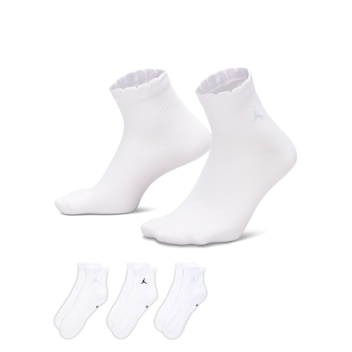 Complement your fit with these ankle socks, made of a core poly blend with lettuce trimmed cuffs. A ribbed arch support band gives you that extra-supportive feel.