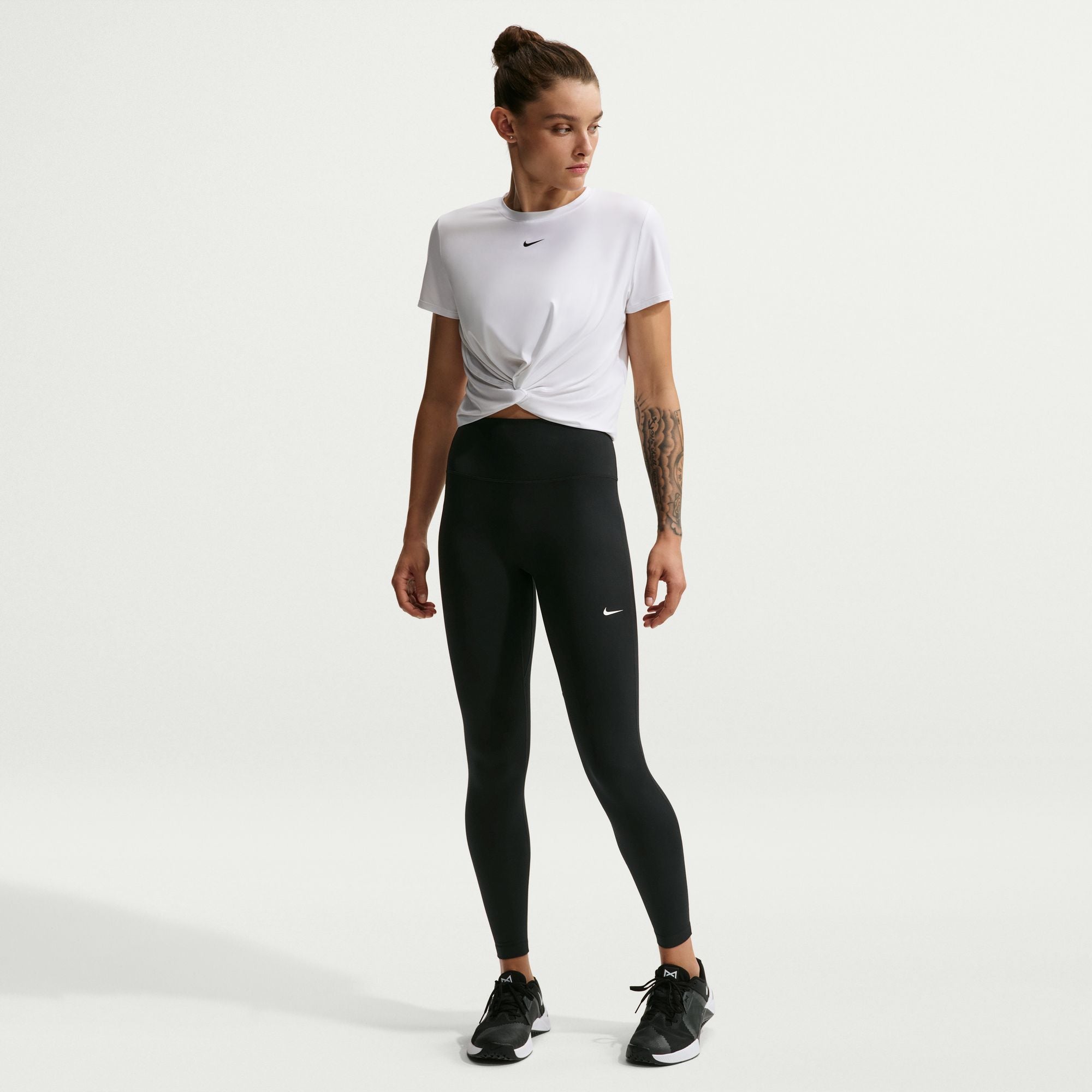 Nike One Seamless Front High-Waisted Full-Length Leggings - Black