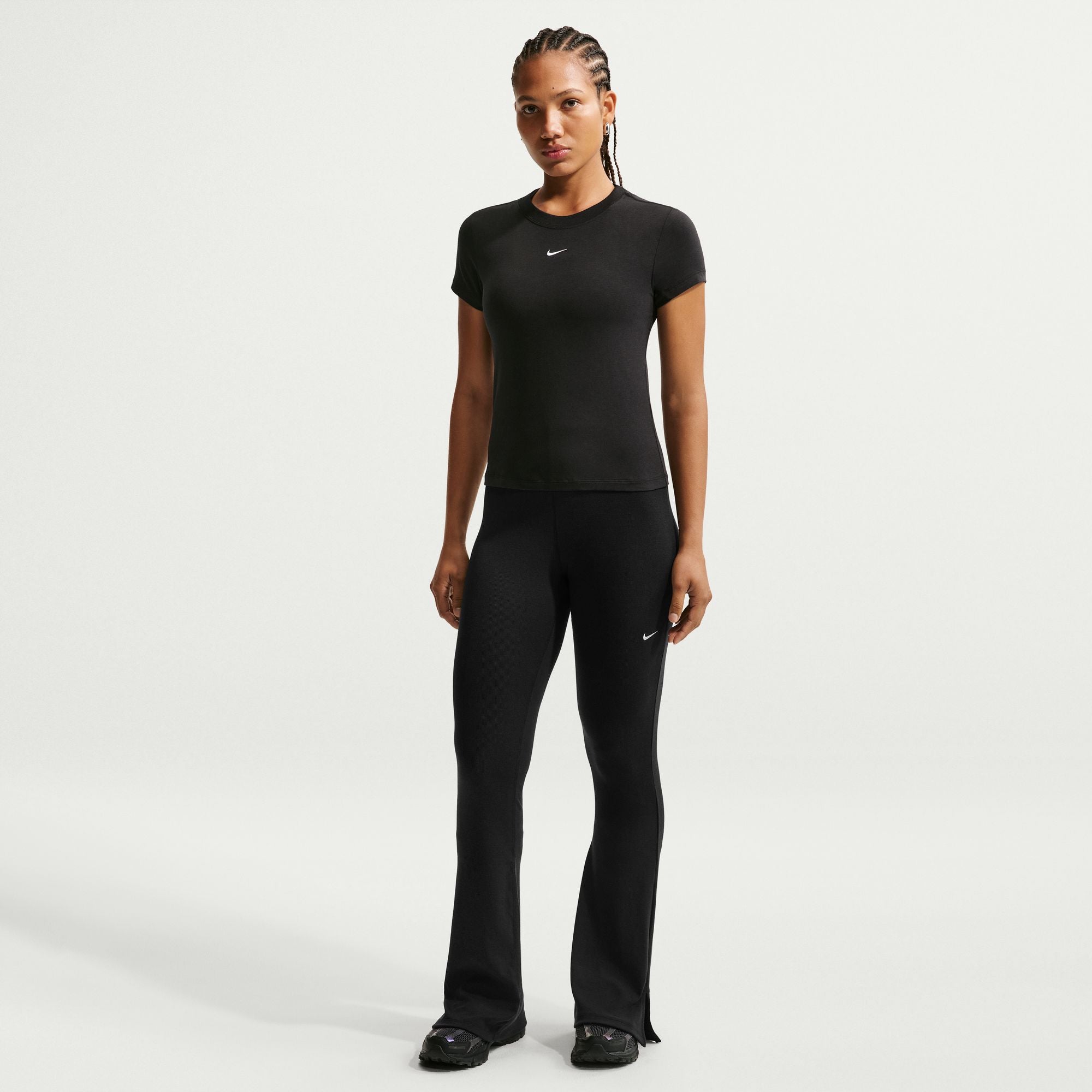 Nike's smooth jersey feels stretchy with a slight drape, giving it a comfortable, body-skimming feel.