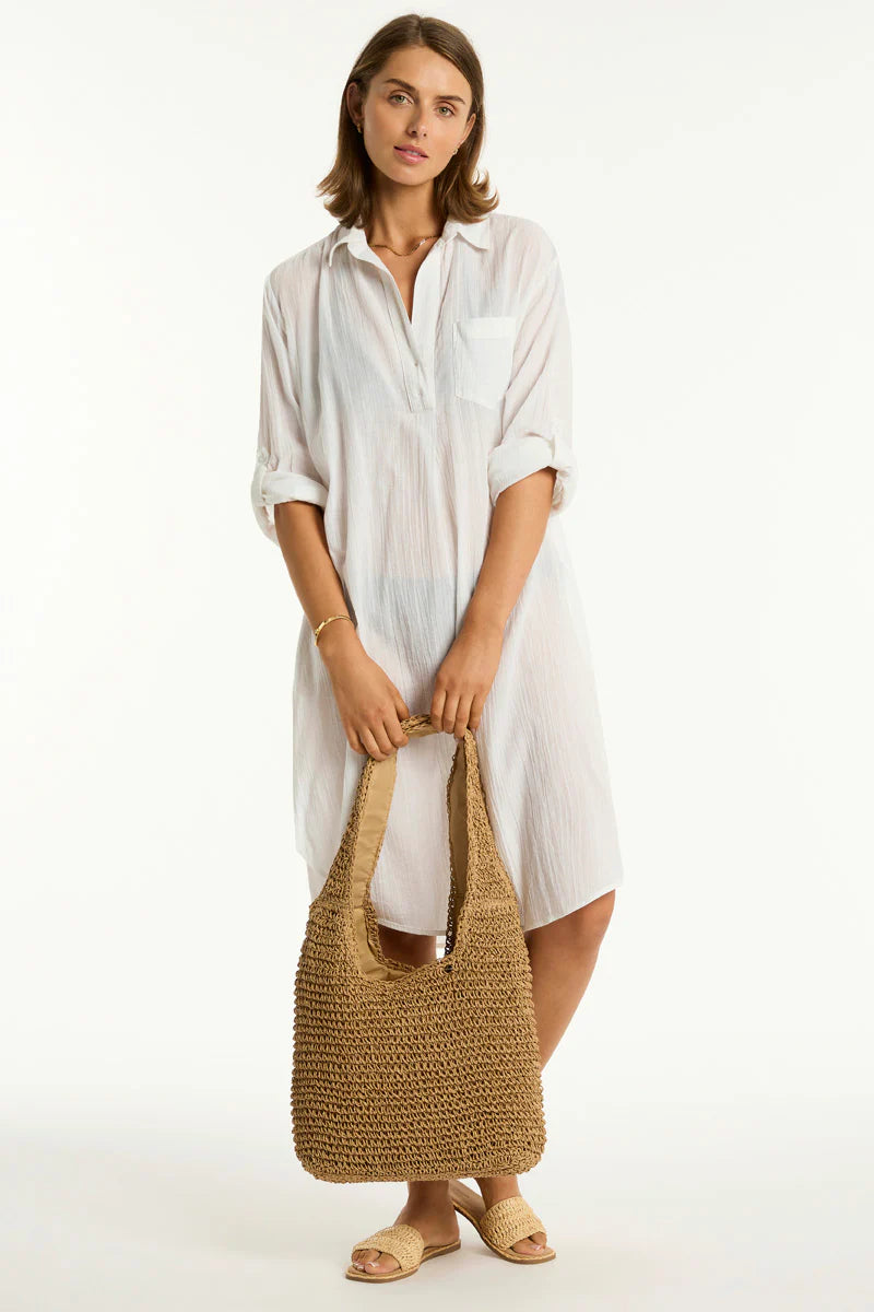 Salt collection is crafted from a super soft, light-weight cotton fabric and designed to throw over your swim and go, or dress up it up for an elevated resort wear look.
Relaxed fit
Button through
Side pockets
Fabric Composition:
100% Cotton