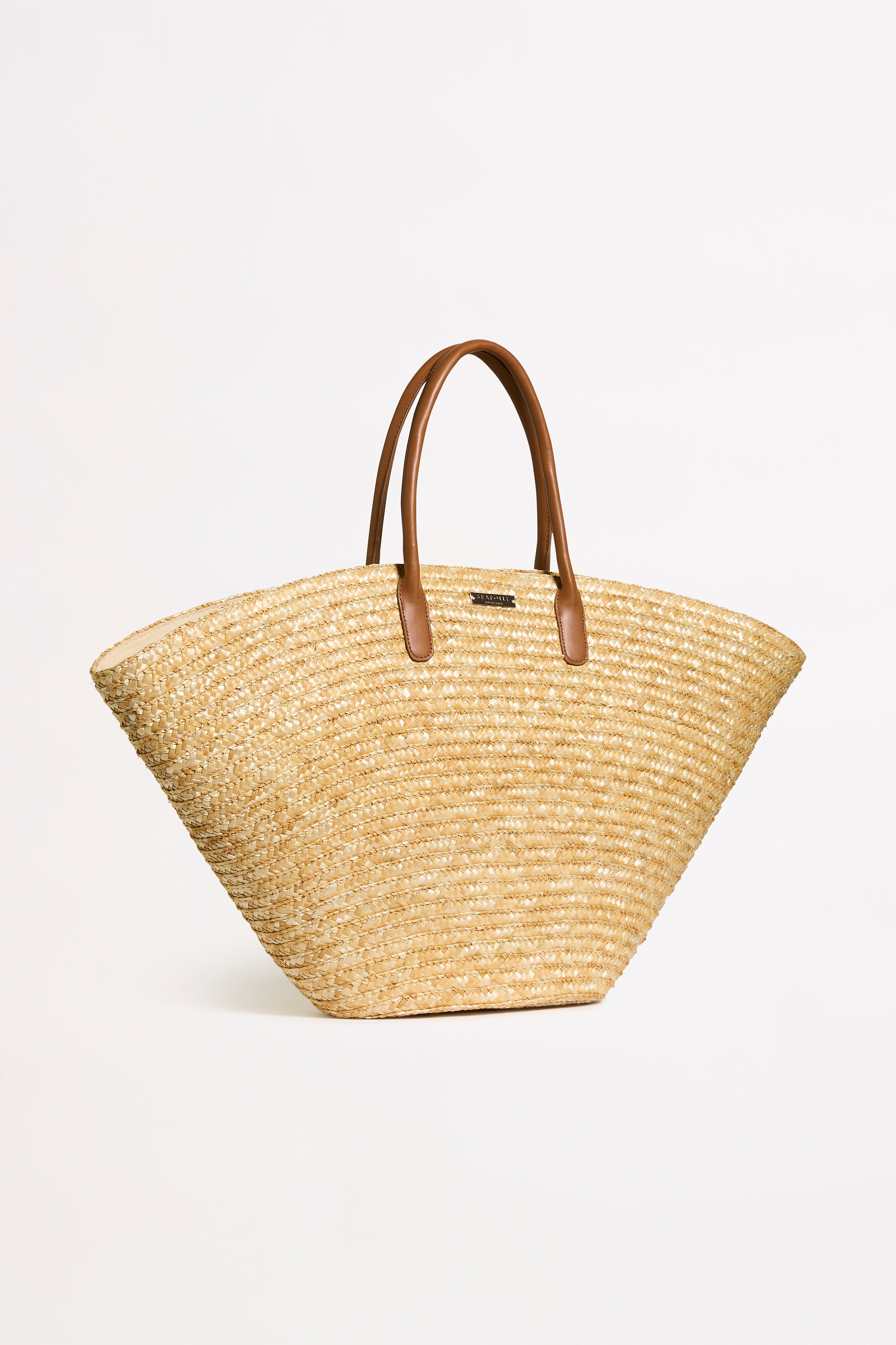 Opening Length 74cm Magnetic Clip Closure At Opening Internal Zipper Pocket Fully Lined Seafolly Logo Trim Fabric: 100% Wheat Straw