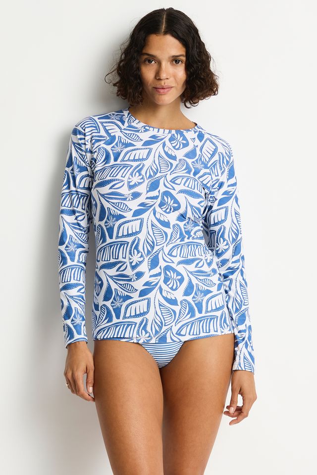 Reef Long Sleeve Rash Vest - Denim Blue