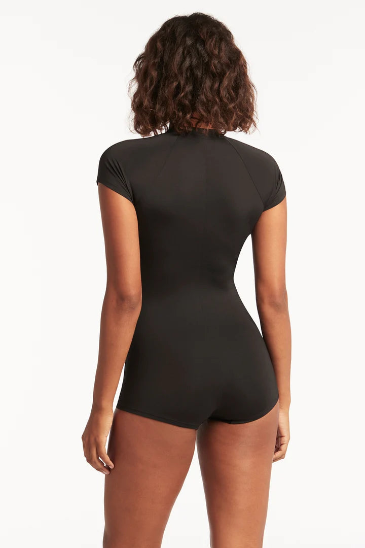 Eco Essentials Short Sleeved Multifit Boyleg One Piece - Black
