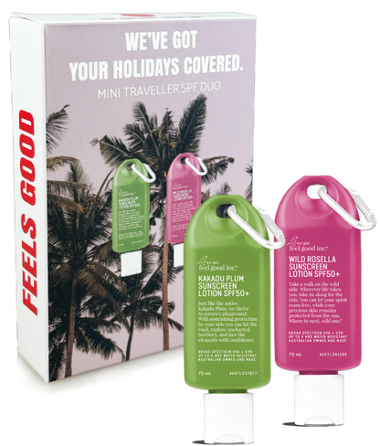 Meet your new favourite travel buddy! Our SPF50+ Sunscreen range is now available in a 75mL
travel size. The same high-quality sunscreen – made to go wherever you go.
Play in the sunshine with the reassurance of protection by your side. Lightweight with a
convenient carabiner clip, our little Travellers are the perfect companion for on-the-go
adventures.
