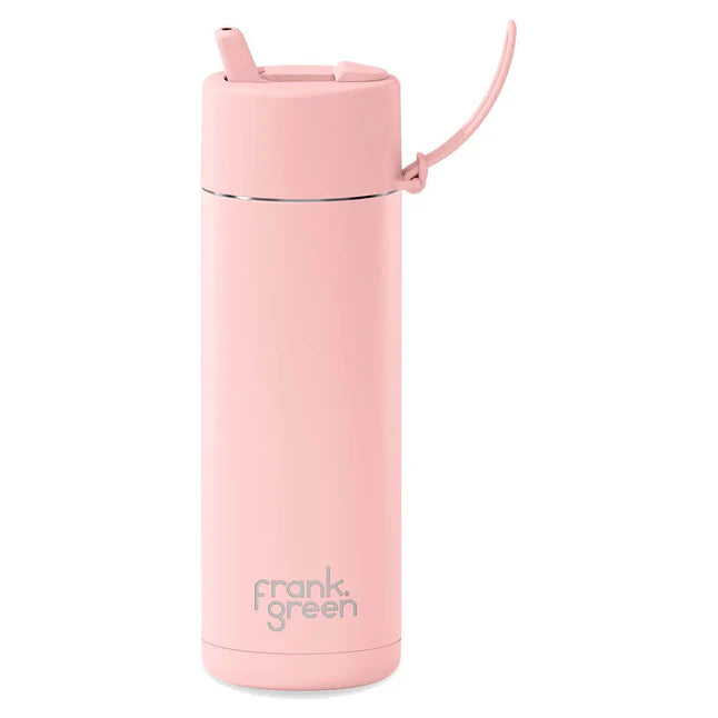 Frank Green Stainless Steel Ceramic Reusable Bottle - 595ml - Blushed - Straw Lid