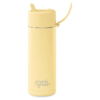 Frank Green Stainless Steel Ceramic Reusable Bottle - 595ml - Buttermilk - Straw Lid