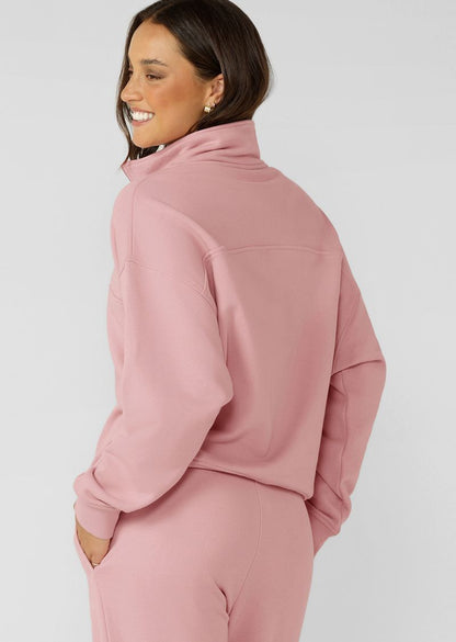 Streamline Quarter Zip Sweat  - Dusty Rose
