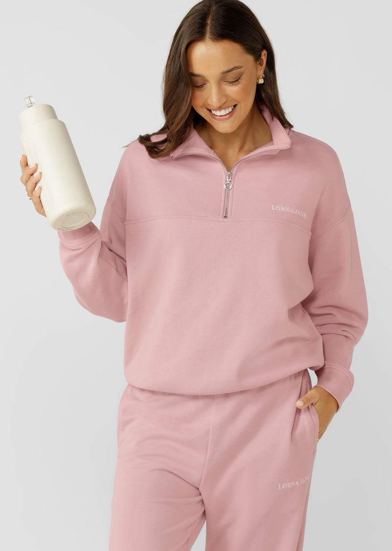 Streamline Quarter Zip Sweat  - Dusty Rose