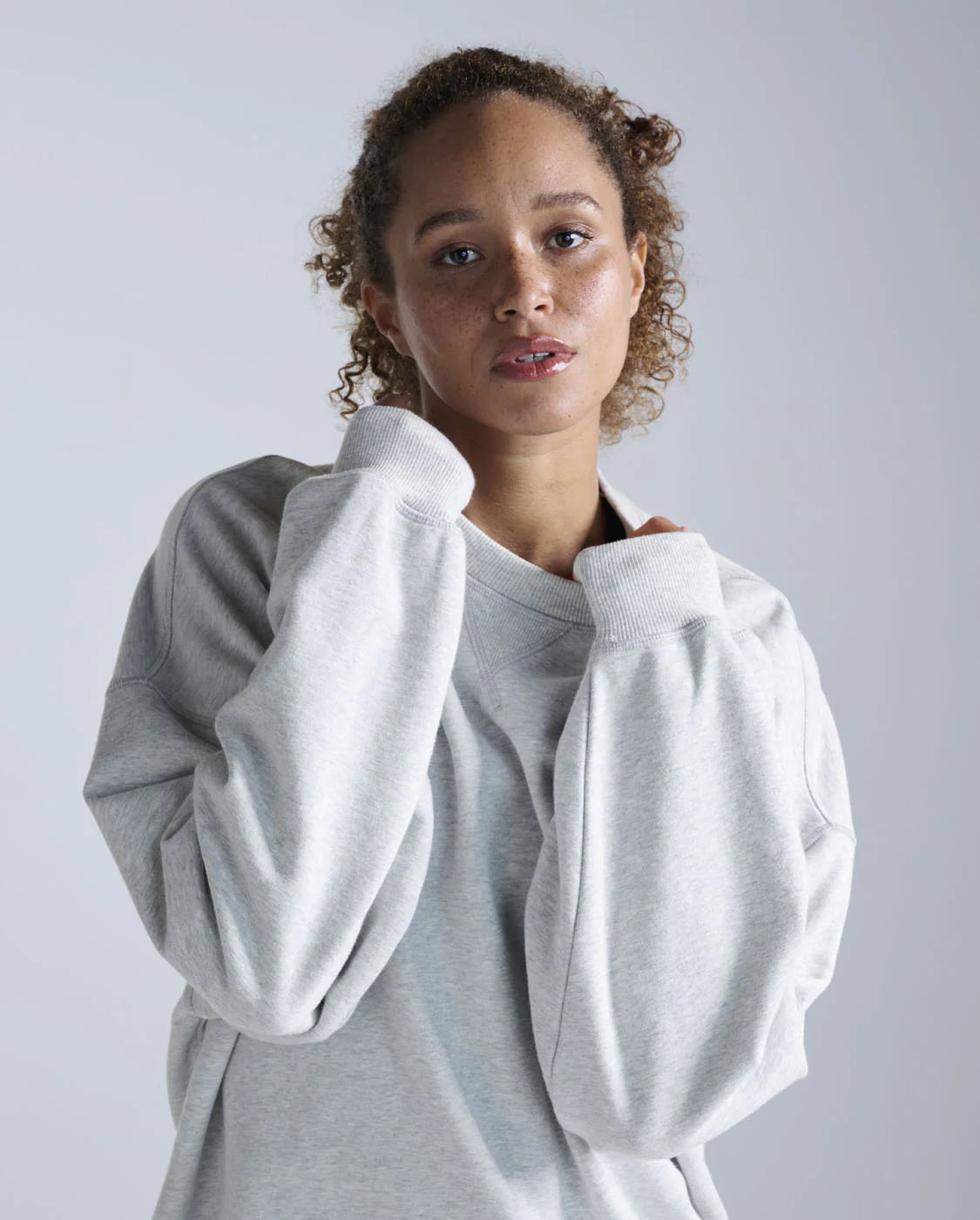 EZ Oversized Organic Cotton Crew - Grey Marl