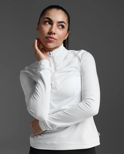 1. 1/2 zip long sleeve
2. 200gsm brushed soft jersey provides all day comfort
3. Sweat-wicking and quick to dry
4. 4-way stretch provides maximum freedom of movement
5. Zip design lets you adjust exposure to elements
6. This garment contains recycled yarns