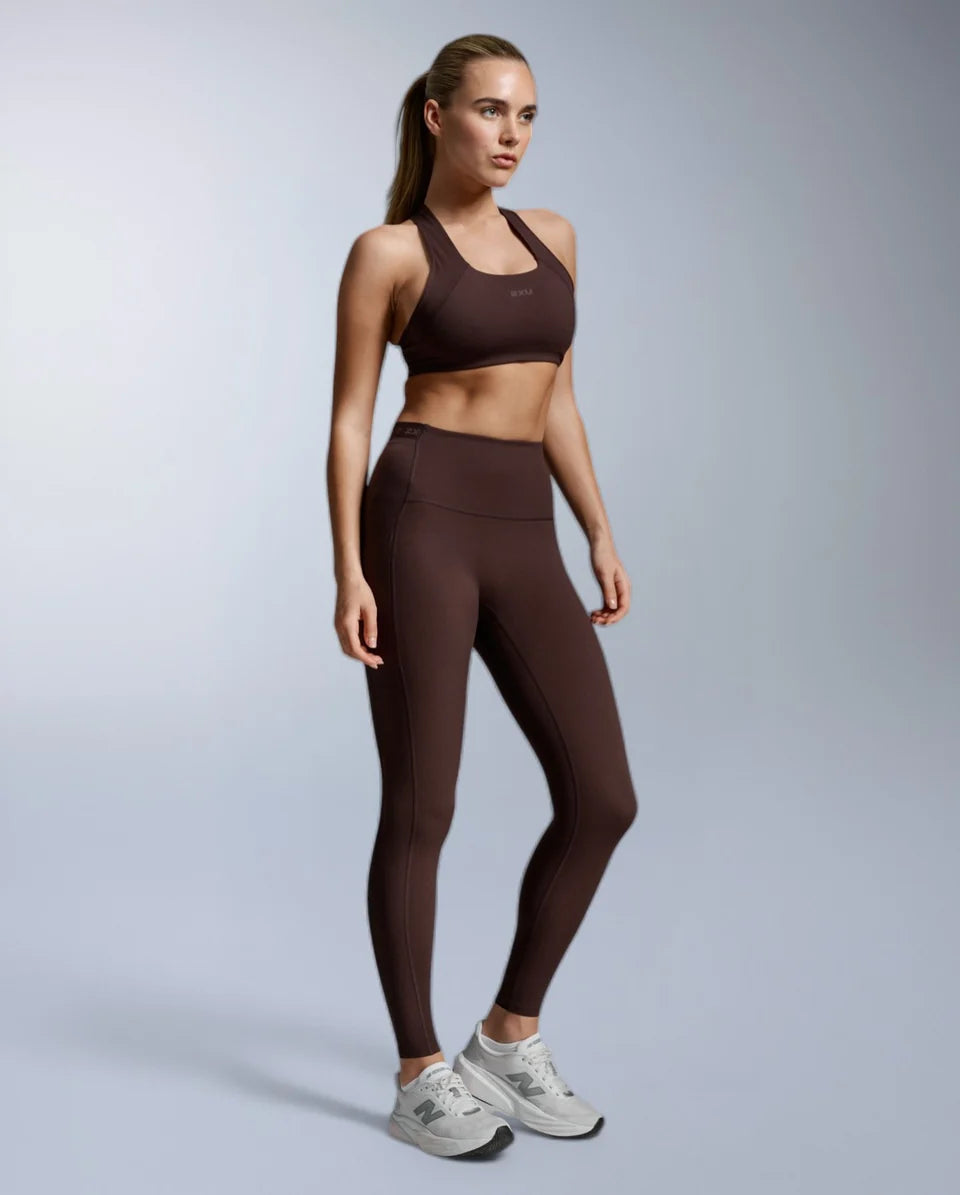 Form Stash Hi-Rise Compression Tights with Pockets - Bark