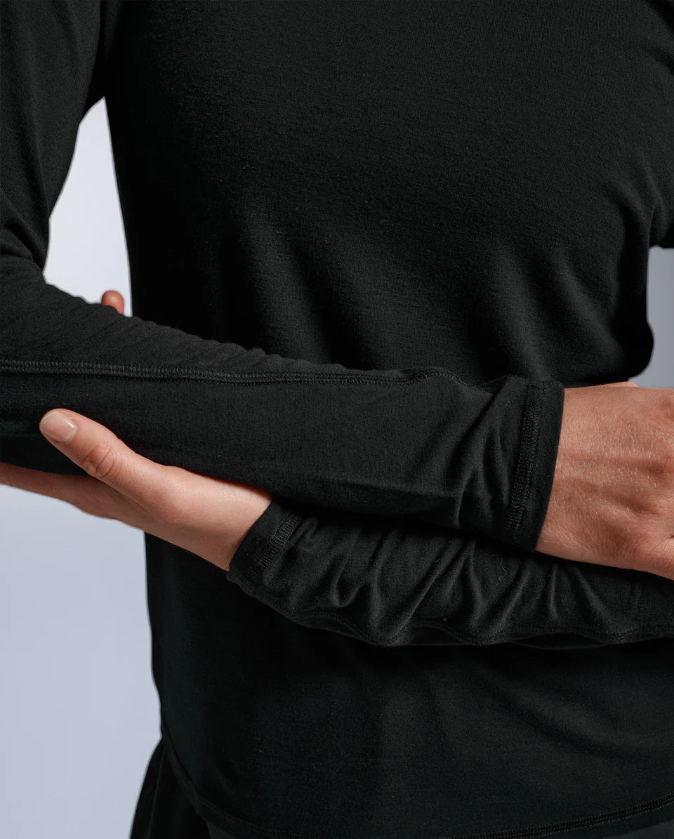 Naturally soft bamboo–wool blend
Lightweight, flexible density
Insulates even when damp
Flatlock seams for reduced chafing
Versatile base layer or standalone wear