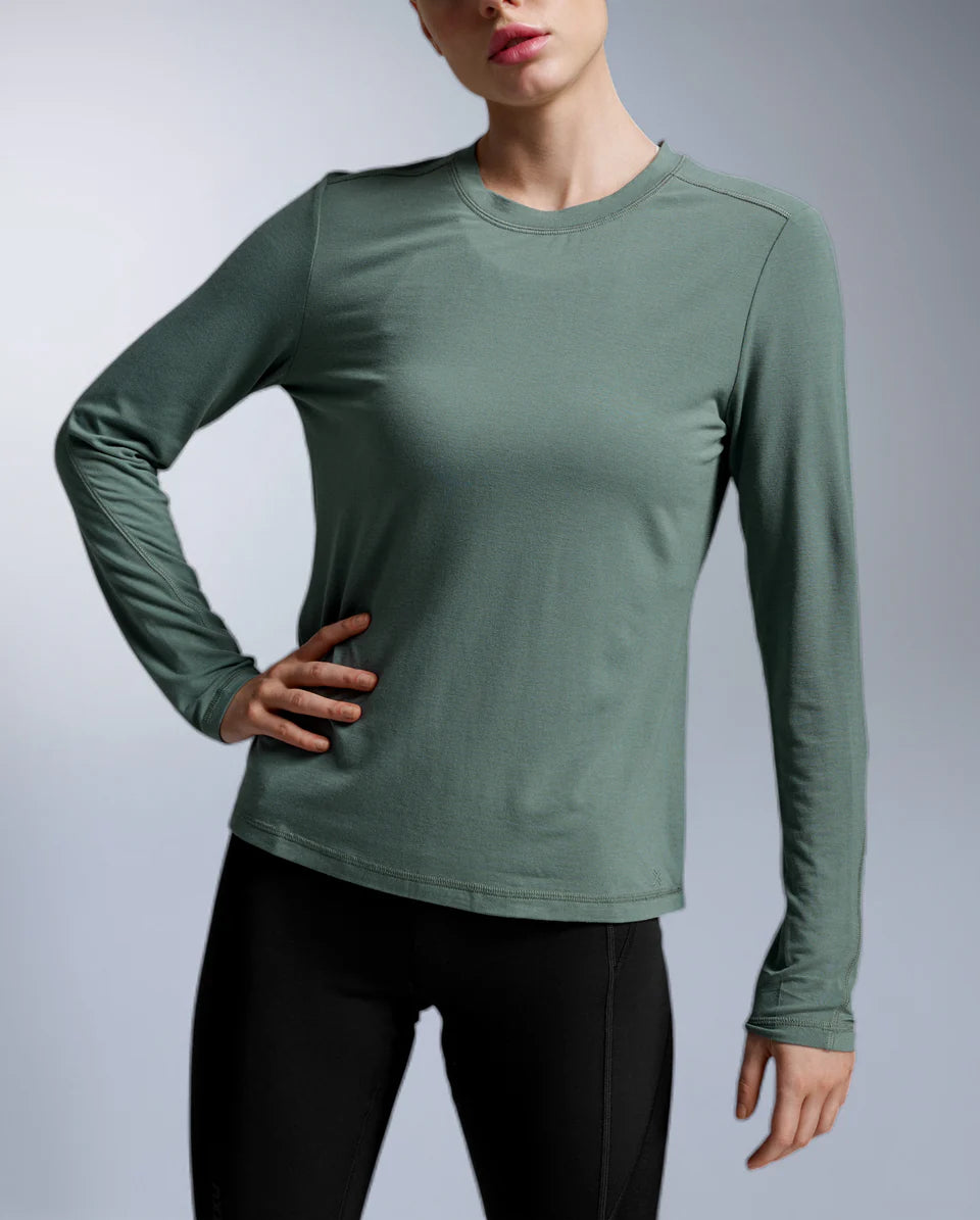 Naturally soft bamboo–wool blend
Lightweight, flexible density
Insulates even when damp
Flatlock seams for reduced chafing
Versatile base layer or standalone wear