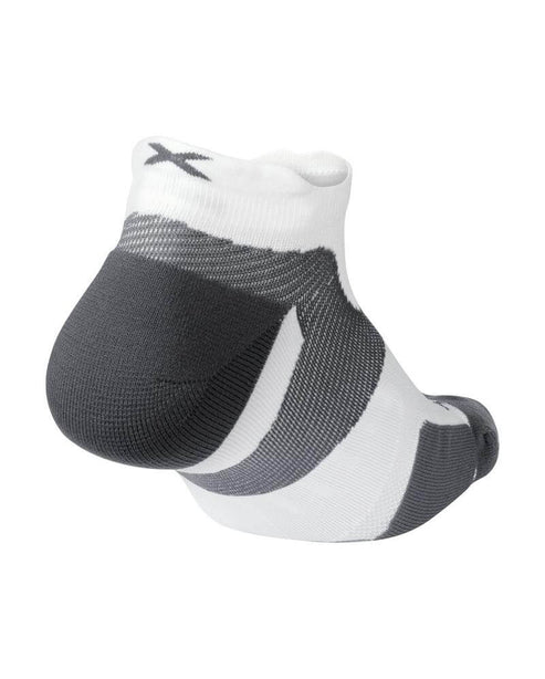 Vectr Cushion No Show Compression Socks Anatomically designed to provide advanced plantar fascia and arch support, the Vectr Cushion No Show Sock leverages a unique X-LOCK support system to lock the foot in place and reduce blistering for your most comfortable run ever