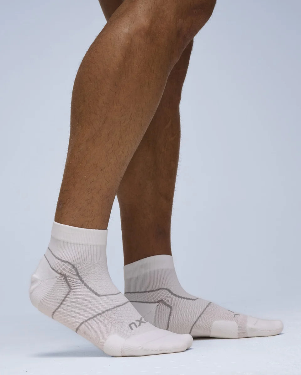 Vectr Netball Cushion 1/4 Crew Socks - White/Grey