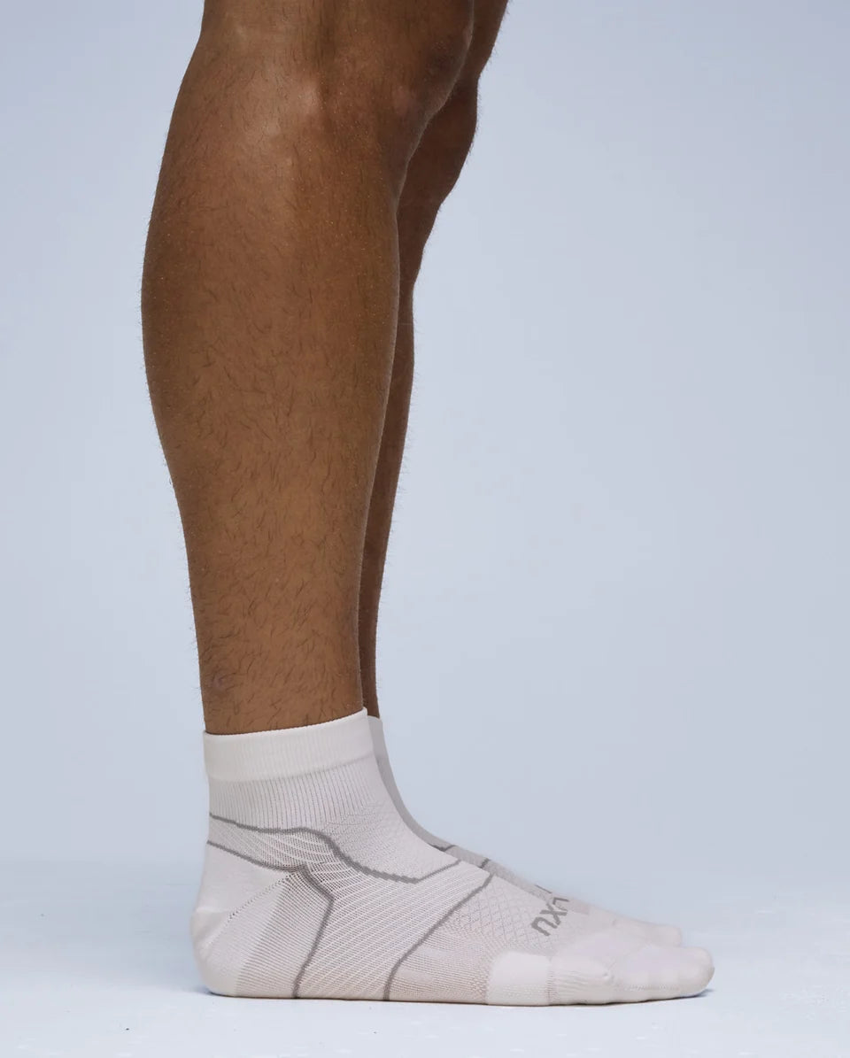 Vectr Netball Cushion 1/4 Crew Socks - White/Grey