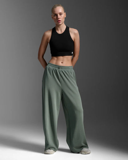 Wonderluxe Sand Washed Wide Leg Pants - Fern