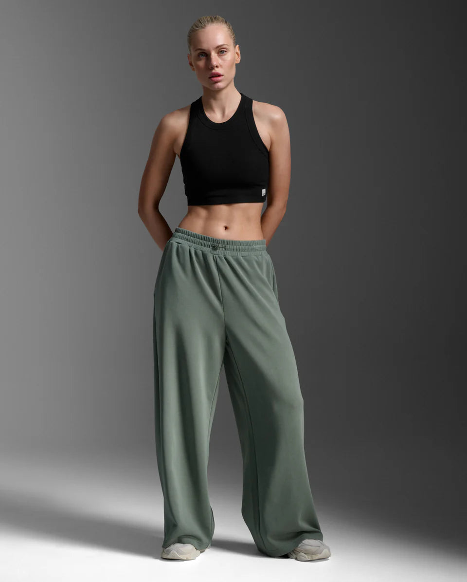 Wonderluxe Sand Washed Wide Leg Pants - Fern