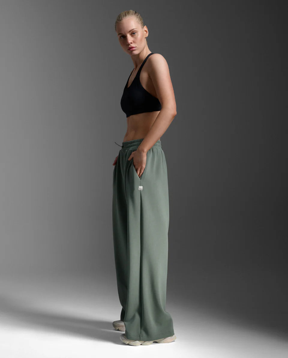 Wonderluxe Sand Washed Wide Leg Pants - Fern