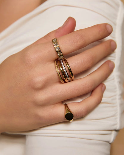 the Charlie Ring is the perfect everyday stacker for stone lovers! Here to shimmer alongside your favourite stacking rings, all day, everyday