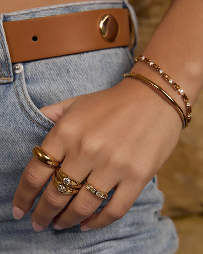 the Charlie Ring is the perfect everyday stacker for stone lovers! Here to shimmer alongside your favourite stacking rings, all day, everyday