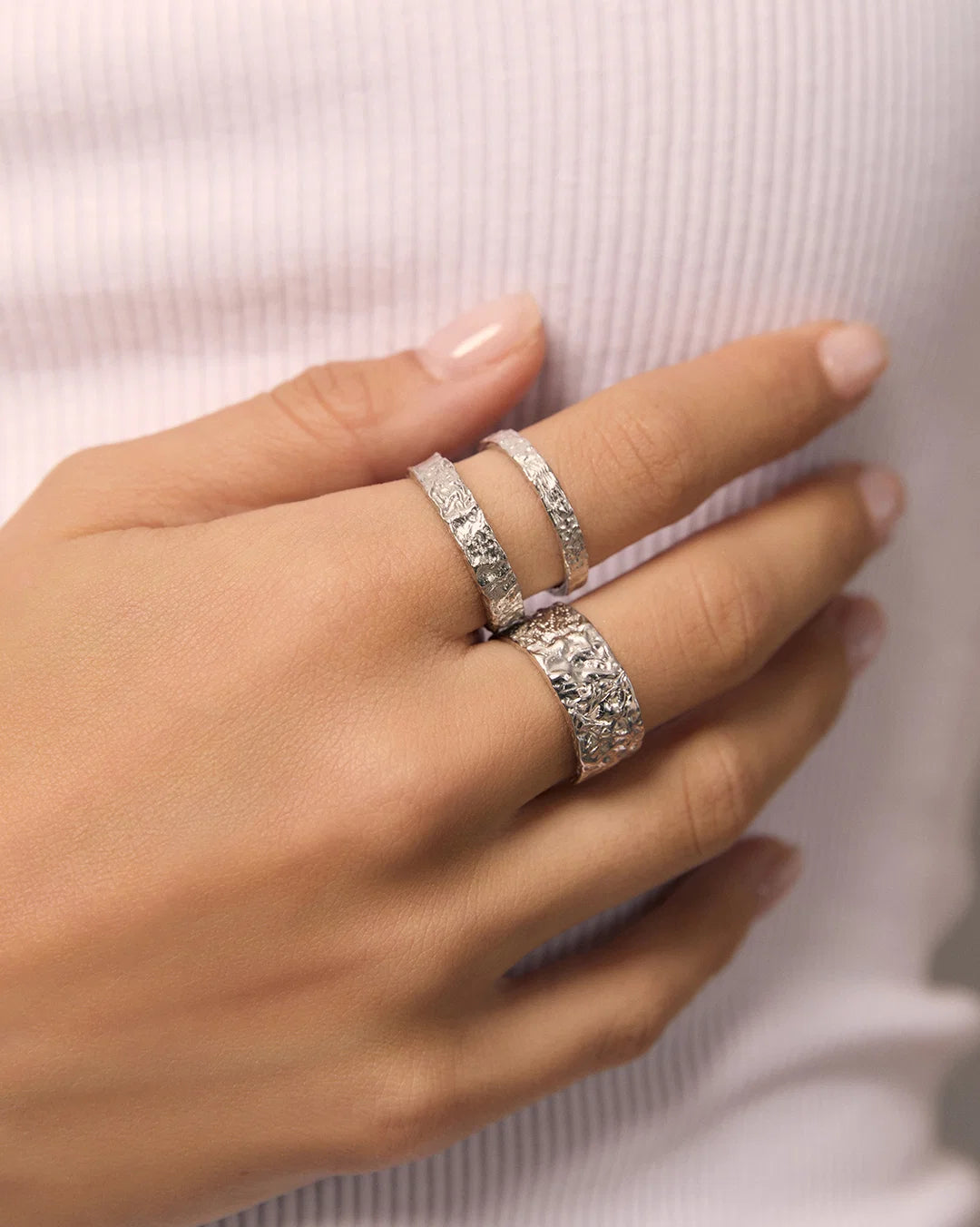 Eros Textured Ring - Small - Silver
